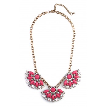 Hot Pink Crytal Flower Bauble Necklace
